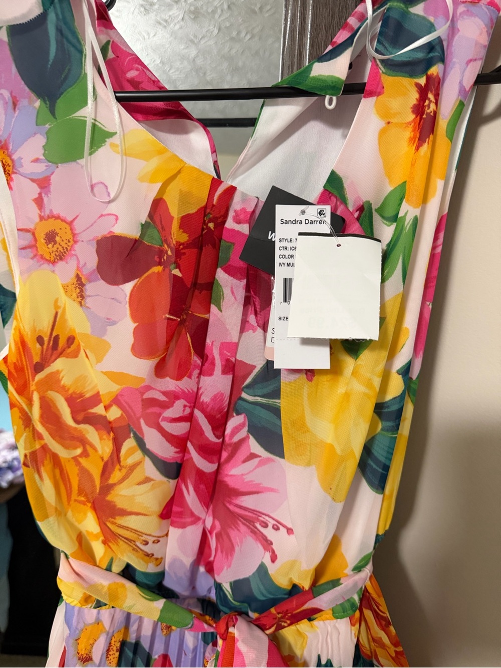 Floral Pleated Wrap Dress - Pink & Yellow - Picture 10 of 10